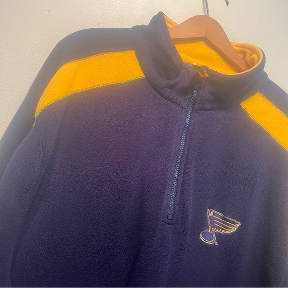 NHL St.Louis Blues Quarter Zip Size 2XL (No Tag) Logo Blue Yellow Fleece Pockets - Picture 3 of 11